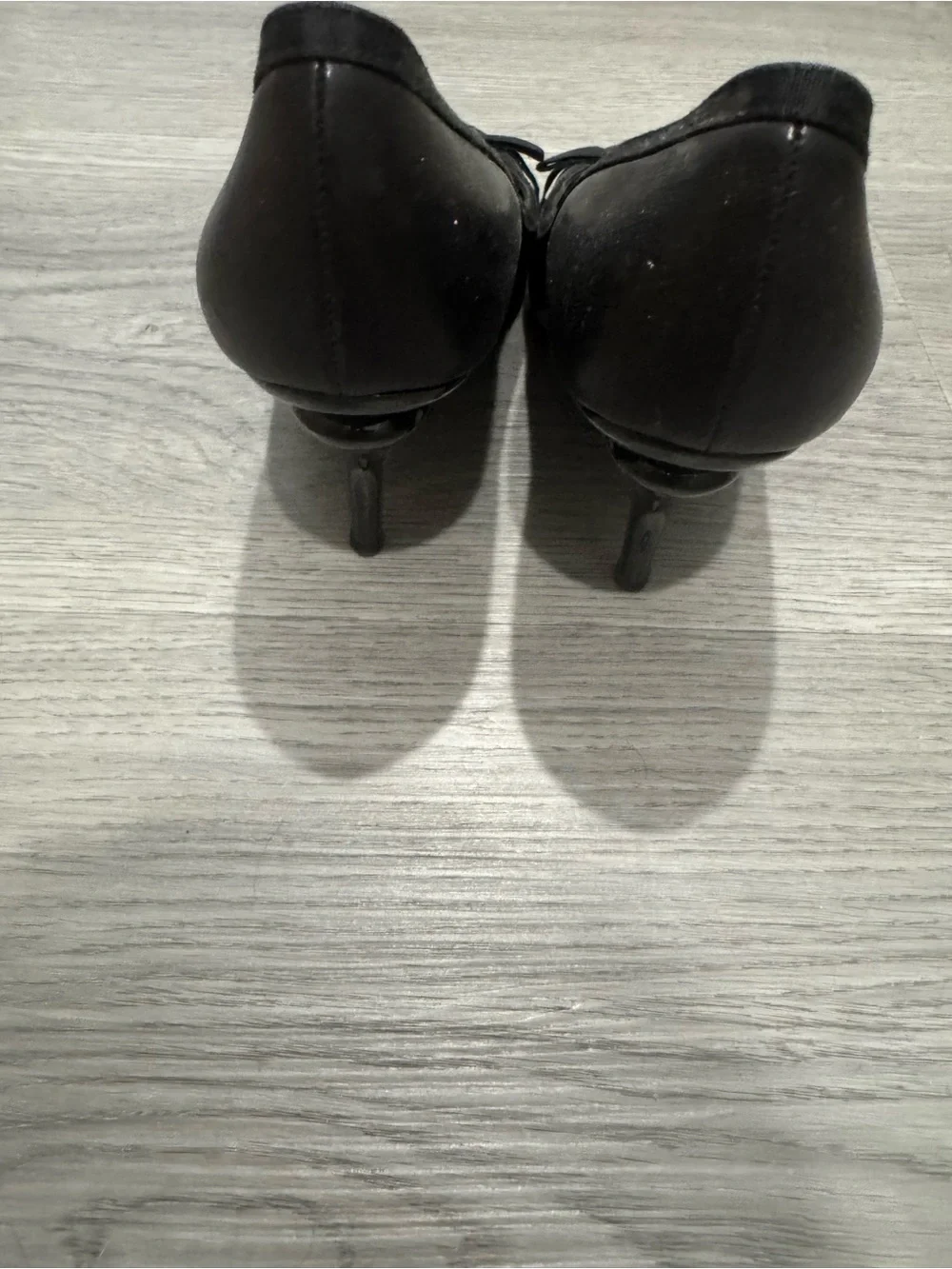 CHANEL Black Suede Peep-Toe Heels with Bow Detail